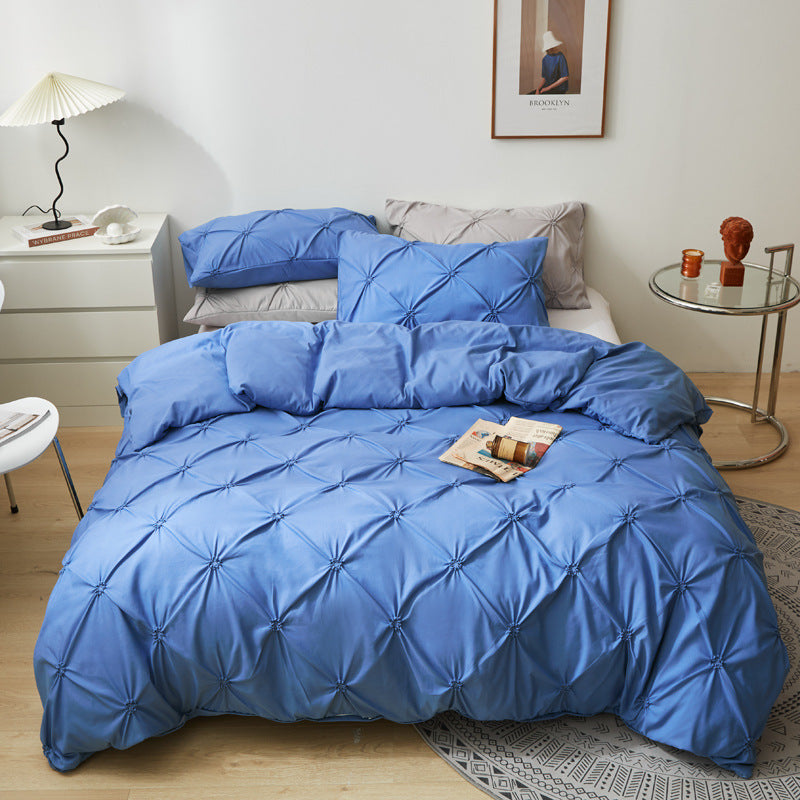 Washed Cotton Solid Color Twisted Pattern Bedding Set - 3 Pieces - Calm Cloud Bedding